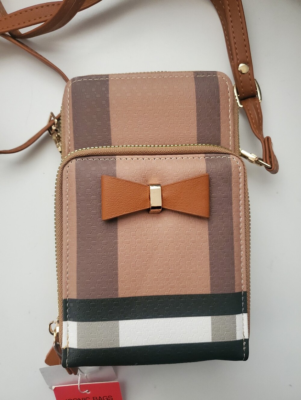 Bow Striped Crossbody Bag